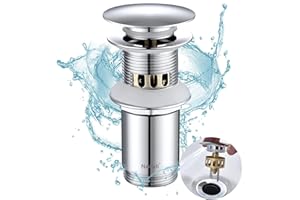 Nafall Zestaw Odpływowy do z Przelewem - Zawór Spustowy Pop Up do Wykonany z Mosiądzu - Uniwersalny 1 1/4 Cala do Umywalki z Instrukcją Montażu, Chrom (Mosiężny)