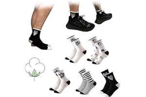 BALSETI Calzini sportivi traspiranti 85% cotone. Confezione da 6 paia di calzini sportivi da donna, disegni divertenti. Ideale per l'uso quotidiano e le attività sportive. Comfort ad ogni passo. Taglia unica