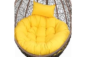 CFMZ Coussin Rond pour Fauteuil Rotin, éPais Coussin pour Fauteuil Suspendu Exterieur Jardin, Lavable Coussin de Chaise Suspendue, AntidéRapant Coussin pour Hamac Chaise SuspenduYellow Yadlan