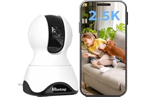 Vimtag 2.5K Indoor Camera, 360° Pet Camera, 2.4G WiFi Baby Monitor with Phone App & Audio for Dog Cat Home, Cameras House Security, Motion Tracking, Smart Dection, Night Vision, SD Card/Cloud Storage