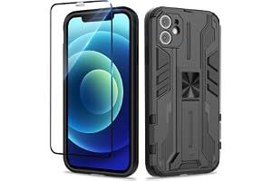 Btstring Skal för iPhone 12 med skärmskydd, standardfodral stativfunktion Shockproof Case