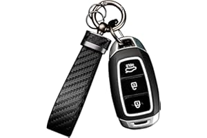 GTLM Kits para Llaveros Coche,Fibra de Carbono Llavero Cuero con Anilla D AntipéRdida,Práctico Accesorios Coche Llavero Coche (Negro)
