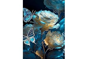 GLXPOG 5D Papillon Diamond Painting, Fleur Fantaisie DIY Peinture Broderie Diamant Painting Kit Complet,Bricolage Diamant Artisanat Strass Point de Croix Painting pour Adultes Enfants 30x40 cm