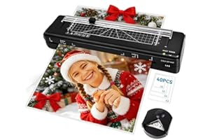 BAYGE Plastificadora A3 Laminadora con 40 Bolsas de Plastificación A3 A4 A5 A6 con Incorporar cortador de papel, redondeador de esquinas, Laminadora en frío versátil para oficina, hogar y escuel