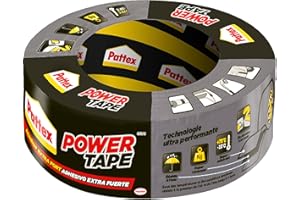Pattex Power Tape, Ruban adhésif gris de 50m, extra fort pour charges lourdes, Bande adhésive toilée tous supports, Rouleau adhésif étanche