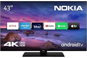 Nokia 43 Pouces (108 cm) 4K UHD LED Téléviseur - Smart Android TV (WLAN, HDR, Triple Tuner DVB-C/S2/T2, Netflix, YouTube, Prime Video, Disney+) - UN43GV310