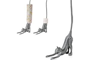 Comfify dekoracyjny uchwyt na ręczniki papierowe lub uchwyt na papier toaletowy z kotem do jogi – uroczy kociak w dół – żeliwny stojak na ręczniki papierowe – postarzane żeliwo kolor biały – 48 cm –