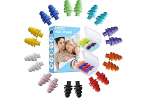 WAYERSEN Tapones de silicona para dormir con cancelación de ruido, 10 pares de tapones reutilizables para dormir, conciertos, ronquidos, viajes, trabajo, 10 colores, 33 dB SNR