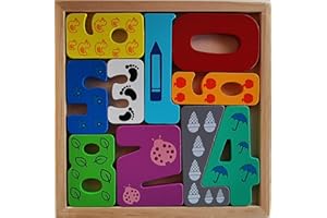 XUBEC Puzzle De Madera Números -Juguete Educativo conteo números - Rompecabezas 10 Piezas Números - Tablero De Madera (17cm x 17cm) - Edades (1, 2, 3, 4 años)