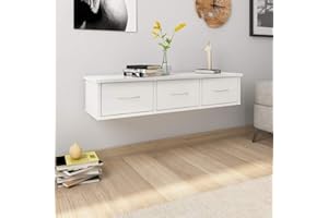 Gecheer Wand Schubladenregal mit Schubladen Wandregal Wandschrank Hängeschrank Wandgarderobe Hängeregal Holzwerkstoff Hochglanz-Weiß 88x26x18,5 cm