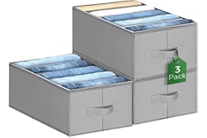 Captainfive Organizador Armario Ropa 3 Piezas, Organizador Cajones de Camisetas Jeans, Cajas Almacenamiento Plegable de Tela con 5 Compartimentos, Apilable, Ahorra Espacio (M, 34 x 25 x 20 cm)