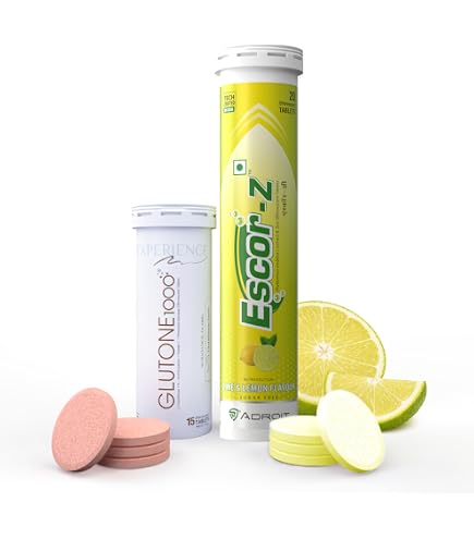 glutathione escor z Glutone 1000 & Escor-Z Combo Pack| Setria L-Glutathione, Vitamin C  Effervescent Tablets| Healthy Skin| Pack of 15 (1) + 20 (1) Tablets (Orange  Flavour) : Amazon.in: Health & Personal Care