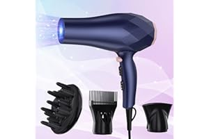 HOMBASING Föhn mit diffusor 2200W, Haartrockner Ionen, Haartrockner Profi, Haartrockner mit 2 Geschwindigkeiten 3 Heizstufen, Fast Dry Haartrockner mit Aufsatz Diffusor & Concentrateur