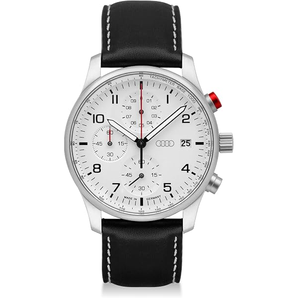 Audi Collection Orologio Automatico Unisex 3102300200 - Cronografo Solare, Cassa Acciaio 41mm, Cinturino Pelle Marrone, Made In Germany