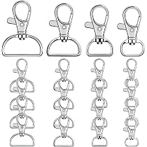 Honiwu 20 Pezzi Portachiavi con Moschettone, Moschettone Girevole, Anello a D Moschettone Girevole Portachiavi Macrame, Moschettone Girevole a 360° per Borse Cintura Cucito Fai da Te(32mm