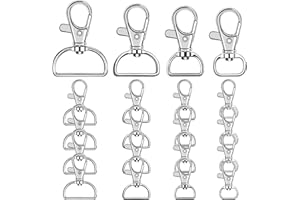 TRAUMARKEU 20 Stück Schlüsselkarabiner Schwenker Karabiner Schlüsselanhänger mit D-Ring Schlüsselringe Edelstahl mit 360° drehbarem Ösenring für Makramee Zubehör und DIY Handwerk (Innenbreite 12 16 20 25 mm)