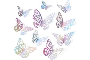 AIXOOM 36 PCS Laser Silver Butterfly Decoration