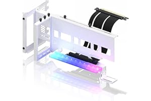 EZDIY-FAB Supporto Verticale per GPU PCIe 4.0 Schede Grafiche con Modulo LED ARGB 5V 3Pin,kit di Supporto per Schede VGA con Cavo Riser PCIe 4.0 X16 Gen4 17 cm/6.69in ad Angolo Retto 90 Gradi-Bianco