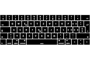 MiNGFi Swiss Silikon Tastatur Schutz Abdeckung für MacBook Pro 13/15" Touch Bar (2016-2019) Modell A1706 A1707 A1989 A1990 A2159 EU/ISO Tastaturlayout - Schwarz