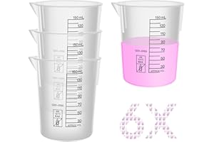 Labvida 6PCS Plastic Beakers,Vol.150ml(5.07oz) Stackable Measuring Cup with Black Scale line, Plastic Pitcher PP material Ideal for Science Activities and Household Use, LVB013