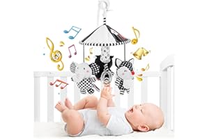 HAKOFS Baby Toys for 0 3 6 9 to 12 Month, Newborn Stroller Toys Hanging Baby Rattle Toys, Soft Plush Black and White High Contrast Sensory Toys, Baby Bed Crib Travel Car Seat Toy Infant Toys