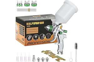 H HUKOER Hukoe HVLP - Pistola de Pintura Profesional de Alta eficiencia y Buena atomización, Pistola de pulverización, 3 boquillas de 1,4 mm, 1,7 mm, 2,0 mm, Taza de 600 CC