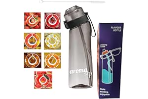 Aroma Sip Air Water Bottle with 7 Flavour Pods, Tritan BPA Free, 650ml Starter Up Set, Sports Air Water Bottle, 0 Sugar Water Bottle for Gym, Outdoor, Schools (Light Black+ 7 Pods)