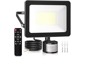 CLV 60W Security Lights Outdoor Motion Sensor, 5900LM PIR Sensor Security Light Remote/Buttoon IP66 Waterproof Outside Light with Sensor, 6500K LED Motion Sensor Lights Outdoor for Garden Garage Porch