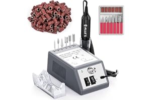 ALLE'S Torno para Uñas,Lima Electrica uñas Profesional 20000RPM Velocidad Ajustable,Kit de Manicura con 6 Brocas y 100 Bucles de Lija,para Manicura y Pedicura,Kit de Torno Uñas Portátil,Grey