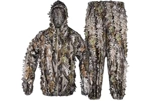 Tongcamo - Tuta Mimetica da Caccia in 3D con Motivo a Foglia, Mimetico, per Caccia alla Giungla, Fotografia della Fauna Selvatica, Bird Watching, Halloween, Riprese