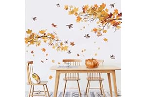 TOARTi Adesivi da parete con foglie autunnali per soggiorno, stagione autunnale acero foglie gialle, decalcomanie da parete, albero autunnale, decorazione per finestre camera da letto (36 pezzi)