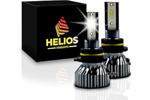 HELIOS HEADLIGHTS HELIOS HB4 / 9006 Headlight Bulbs Led 18000 LM Super Bright Fan Cooling All In One Cool White Conversion Kit Hi/Lo (DC 9-30V) 6000K (36W x2) 30,000Hours over 200% Brighter, Braided Cable
