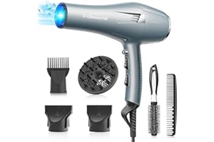 BANNILU Secador de Pelo Profesional Dispositivos prácticos,Potente de Secado Rápido, Iónico Cabello Sin Encrespamiento, 3 Temperaturas 2 Velocidades Control Independiente con Aire frío,Difusor y Concentrador