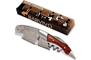Barvivo Cavatappi Professionale Apribottiglie Perfetto per stappare Bottiglie di Vino, Birra, per Sommelier e Bartenders di Tutto Il Mondo. Realizzato in Acciaio Inox e Legno di Rosa Naturale.
