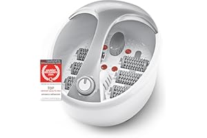 TZS First Austria Bain de Pied Bouillonnant - Appareil de Massage Pieds avec Chauffage, Bulles d'Air, 6 Rouleaux de Massage Motorisés, 450W, 3 Programmes, Gris