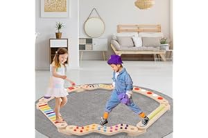 HOMCENT Montessori Wooden Balance Beam for Kids - Toddler Coordination & Stability Exercise - Indoor & Outdoor