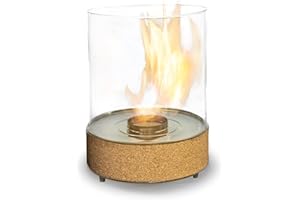 Planika Dancing Flames Chimenea de Mesa Interior y Exterior de bioetanol - con Chimenea de Mesa de Corcho de Madera de Roble - decoración de Mesa Farol de jardín 25,1 x 35,3 cm