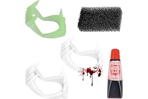 YIMOJOY Vampirzähne Kinder Set,1 Vampirgebiss Leuchtend + 2 Vampir Gebiss + Kunstblut + Schwamm,Stabil & Unbedenklich - Vampir Zähne Kinder für Halloween Kostüm Vampire Accessoires Werwolf Dracula Fangs