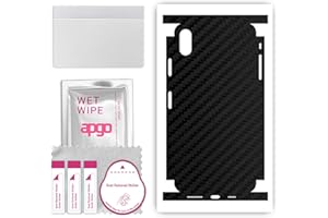 apgo Protecteur Skin, Autocollant, Peau, Film en Vinyle structuré pour ARRIÈRE + CÔTÉS au modèle Apple iPhone XS Max avec Motif Noir de Carbone