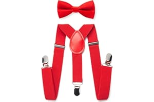 RSXING Kinder Hosenträger Fliege Sets - Jungen Hosenträger Fliege, Elastisch Y Gestalten mit Stark Clips Verstellbare Hosenträger Sets für Jungen, Kinder, Mädchen, Baby