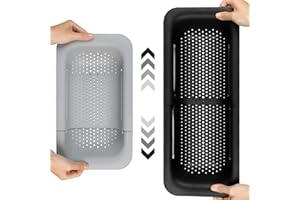 StarryTiger 2 Pièces Passoire Évier - Panier de Vidange Extensible 3-en-1 (36-49cm), Idéal pour Laver les Légumes et les Fruits, Égoutter les Pâtes Cuites