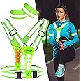 LED Reflective Vest Running Gear, 360° High Visibility Running Vest with Adjustable Waist/Shoulder, USB-C Rechargeable Running Lights for Runners Night Jogging Running Dog Walking Cycling