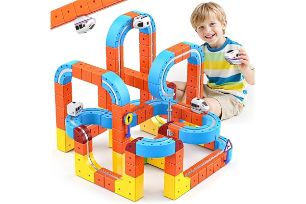 150 Pièces DIY Cube Track, Jouet Garcon 3 4 5 6 7 8 AnsTrain Electrique Enfant Cadeau Jeu de Construction Circuit Flexible Cadeau Garcon Fille 3-8 Ans