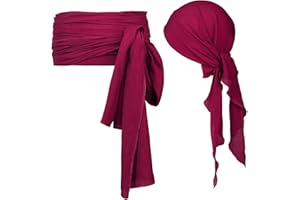 Kavya Piratenkostüm Herren & Damen Zubehör Piratenhut Piraten Gürtel Pirate Schärpe Rotes Tuch Pirat Mittelalterliche Große Kopftuch Pirat Bandanas für Halloween Kinder Erwachsene