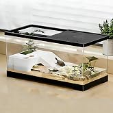 KAKOOTI Turtle Fish Tank with Sunbathing Platform and Bottom Drainage, 30 x 18 x 18.5 cm Water Turtle Tank for Youth Turtles,