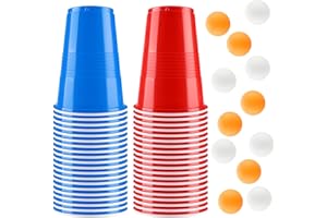 VVHIPPO Set di Bicchieri da Birra Pong, 40 Bicchieri Beer Pong(500ml) e 12 Palline da P ing Pong, Bicchieri riutilizzabili, per Giochi di bevute, Feste, Compleanni, Festival, Matrimoni, Campeggio