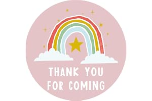 Manta Makes Thank You for Coming to My Party Stickers for Party Bags, 35 x 37mm Round Thank You Stickers for Party Bags, Than