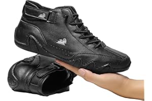 TONGFENG Botas altas italianas de cuero hechas a mano, unisex, para exteriores, impermeables, ligeras, antideslizantes, cómodas para senderismo, camping y conducción, botas altas para todas las estaciones