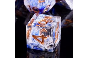 ORUZA 7 PCS Polyhedral DND Dice Resin Sharp Edge D&D Dice Set for Dungeons and Dragons RPG MTG Table Role Playing Games Die D20 D12 D10 D8 D6 D4 D%