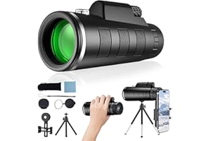 GDOKKNY Monocular Telescope 40X60 with Smartphone Holder & Tripod HD Monoculars for Adults Long Range Night Vision Scope Bird Watching Hiking Camping Stargazing Hunting